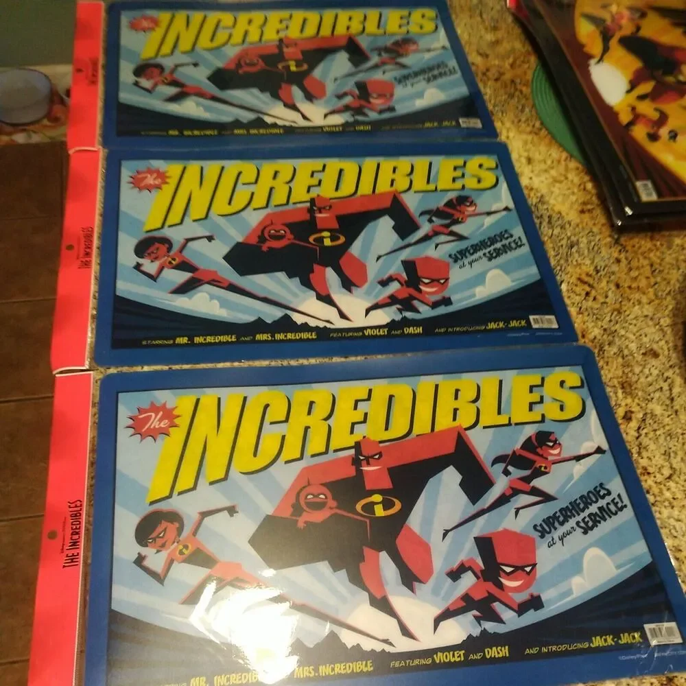RARE Lot of 11 NEW SEALED Vintage Disney Pixar The Incredibles Placemats 4 types